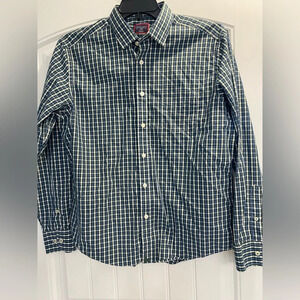 UNTUCKit Dress Shirt Mens Large long sleeve Blue green plaid 100% Cotton preppy